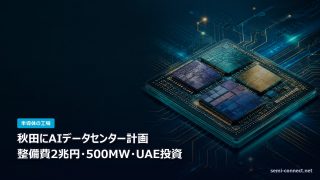 秋田のAIデータセンター計画 整備費2兆円・500MW・UAE投資